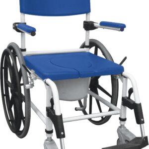 Aluminum Rehab Shower Commode Chair with 24" Rear Wheels-0