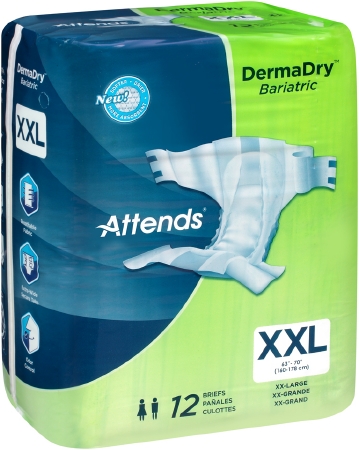 Adult Incontinent Brief Attends® DermaDry™ Tab Closure 2X-Large Disposable Heavy Absorbency-0