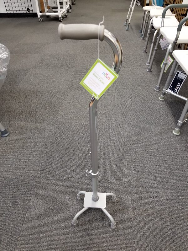 Bariatric SMALL BASE QUAD CANE-500 LBS CAP SILVER