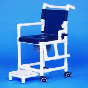 PVC Shower commode with wheels and drop arm