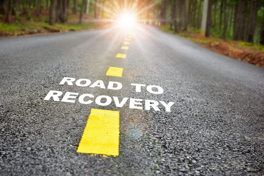 Road to recovery with success concept and natural background idea