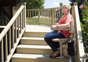 Woman using stairlift
